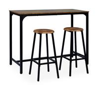 Ensemble Table de Bar & 2 Tabourets "Maynard" 120cm Naturel & Noir