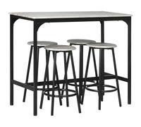 HomCom Ensemble table haute bistrot 4 tabourets - métal, style industriel, bois gris, repose-pieds