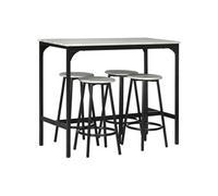 HomCom Ensemble table haute bistrot 4 tabourets - métal, style industriel, bois gris, repose-pieds
