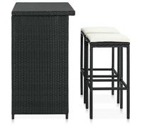 Ensemble table de bar avec 2 chaises CLARENCE® MEUBLE DE SALON/CUISINE, Résine tressée Noir 102x60x105cm C3818051