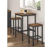 VASAGLE Ensemble table de bar avec 2 tabourets de bar, tables hautes, tables bistrot, 60 x 60 x 90 cm, brun vintage