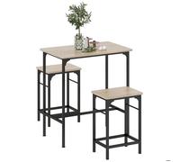 Ensemble table de bar avec 2 tabourets - HOMCOM - cadre en acier - pour cuisine, salle à manger et salon - effet bois naturel