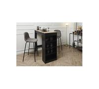KANPE - Ensemble Table de Bar avec Etagères + 2 Tabourets Velours Côtelé Gris Konae -