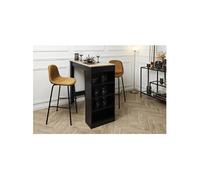 KANPE - Ensemble Table de Bar avec Etagères + 2 Tabourets Velours Côtelé Ocre Konae - Altobuy Marron