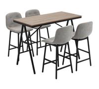 Ensemble table de bar avec tabourets - HOMCOM - 4 chaises rembourrées - pieds en acier - 120x60x91cm - gris