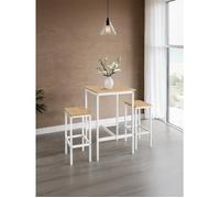 Ensemble Table de Bar - Blanc - Compact - 2 Places - Structure Robuste