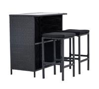 Ensemble Table de Bar de Jardin & 2 Tabourets "Knock" 105cm Noir