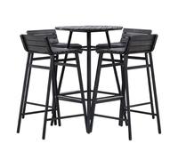 Ensemble Table de Bar de Jardin & 4 Tabourets "Mexico" 95cm Noir