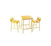 Concept Usine – Ensemble table de bar et 2 chaises hautes d'extérieur Bergame Jaune