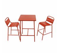 Bergame ensemble table de bar et 2 chaises hautes d'extérieur terracotta