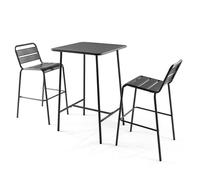 Oviala Ensemble Table de Bar et 2 chaises Hautes en métal Gris - Palavas