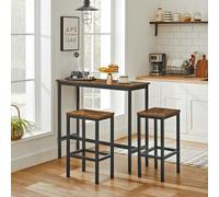 Ensemble Table De Bar Et Chaises, Cadre En Acier, Style Industriel, Marron Rustique Et Noir Marron