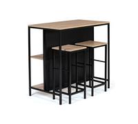 IDMarket – Ensemble table de bar îlot Detroit – 2 tabourets – Design industriel
