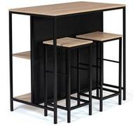 IDMarket – Ensemble table de bar îlot Detroit – 2 tabourets – Design industriel