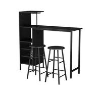 Ensemble table de bar Naila 121.5x40cm avec 2 tabourets Noir Vicco 51613