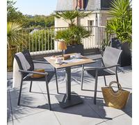 Ensemble table de bistro LAMBADA + 2 chaises empilables ESSENTIA Graphite places - Acier traité époxy, Céramique Hespéride