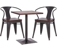 Ensemble Table De Bistrot 2x Chaises En Synthétique Marron Acier Noir Et Table En Bois Marron Foncé Design Industriel Mdj04186