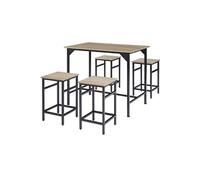 Ensemble table de bistrot 5 parties Bois clair industriel, Chêne Sonoma