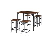Ensemble table de bistrot 5 parties Bois foncé industriel, rustique