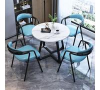 Ensemble table de conférence bleu avec 4 chaises, petite table de négociation et meubles de salle à manger pour café, cuisine, design moderne, taille unique