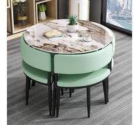 Ensemble table de conférence et chaise de bureau pour 4 personnes, petite table basse ronde pour bureau, salle de réception, club, négociation commerciale, couleur : vert clair, taille