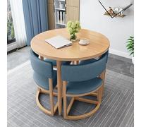 Ensemble table de conférence et chaise de bureau rond moderne 4 pièces pour réception (bleu)