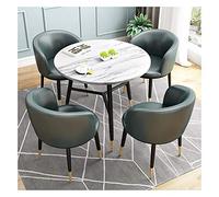Ensemble table de conférence moderne avec 1 table ronde et 4 chaises, parfait pour les petites salles de réunion, le bureau, les réceptions et la cuisine, la salle à manger, gris foncé, 90 cm de large