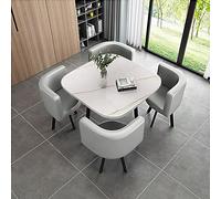 Ensemble table de conférence moderne avec chaises, bureau et chaise peu encombrants, petite table de réunion pour maison/bureau, design léger, finition gris clair élégant