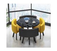 Ensemble table de conférence pour 4 chaises en cuir jaune et noir, design gain de place, pour réunions, négociations et salons, mobilier de bureau élégant et moderne