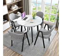Ensemble table de conférence ronde 5 pièces, 1 table et 4 chaises, ensemble de réception et de négociation pour bureau, salon, cuisine et salle à manger