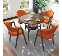Ensemble table de conférence ronde, 5 pièces avec 4 chaises en tissu pour réception, salon, petit déjeuner