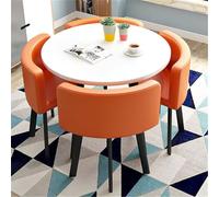 Ensemble table de conférence ronde avec 4 chaises - Ensemble de 5 pièces pour salle à manger de cuisine 80 x 74,9 cm Design circulaire élégant parfait pour les petits espaces