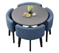 Ensemble table de conférence ronde avec 4 chaises modernes pour salle à manger, petit déjeuner bar 80 cm / 31.5in pour la maison, le bureau et le jardin - Combinaison élégante de meubles bleus