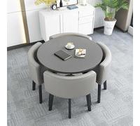 Ensemble table de conférence ronde avec 4 chaises pour petite salle de réunion ou bureau, salle de réception, salle à manger moderne et de loisirs