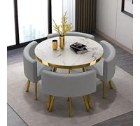 Ensemble table de conférence ronde avec 4 chaises - Table de salle à manger 5 pièces pour petit déjeuner - 80 x 75 cm - Ensemble de salle à manger rond moderne