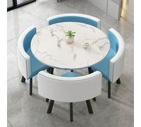 Ensemble table de conférence ronde avec chaises, table de négociation bleue pour réception et salle à manger, meubles de salle à manger ronds élégants pour cuisine et bureau