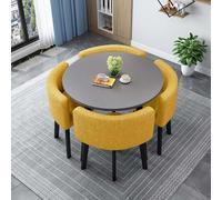 Ensemble table de conférence ronde et carrée moderne avec 4 chaises, table de réception et chaise pour bureau, salle de réunion, L 80 cm, design élégant