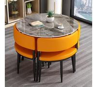 Ensemble table de conférence ronde et chaise pour 4 personnes pour réception, club, négociation commerciale, 90 cm, orange