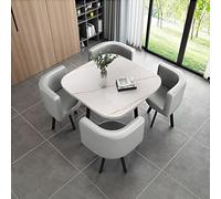 Ensemble table de conférence ronde et chaises 5 pièces pour cuisine/salle à manger comprenant 1 table ronde et 4 chaises, idéal pour les petits espaces, design moderne, 80 x 75 cm, #35