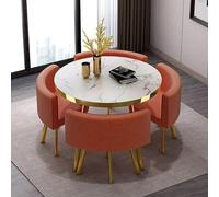 Ensemble table de conférence ronde moderne 80 x 75 cm avec chaises, meubles de cuisine élégants pour la maison, le jardin, le restaurant, parfait pour le petit déjeuner et le dîner
