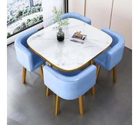 Ensemble table de conférence ronde moderne avec 1 table et 4 chaises, dossier doux, peu encombrant, mobilier de bureau idéal pour les pauses café 75 x 75 cm