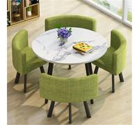 Ensemble table de conférence ronde moderne avec 4 chaises 80 x 74,9 cm élégante pour petit déjeuner et salle à manger pour la cuisine, parfait pour les petits espaces, design peu encombrant