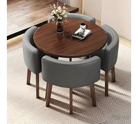 Ensemble table de conférence ronde moderne de 80 cm, table de salle à manger avec 4 chaises, meubles de réception et de cuisine, parfaits pour les négociations et les rassemblements.