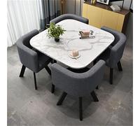 Ensemble table de cuisine ronde avec 4 chaises - Meuble compact pour salle à manger pour petits espaces - Table de conférence élégante pour petit déjeuner bar 80 x 75 cm