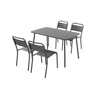 CONCEPT USINE | Salon de Jardin BERGAME 4 Places 120 cm Acier Gris | Grand Salon Extérieur Convivial | Mobilier Jardin Terrasse Piscine | Résistance Soleil & Intempéries | Premium Design Convivial