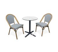 Ensemble Table de Jardin & 2 Chaises "Bistro" 60cm Bleu