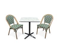 Ensemble Table de Jardin & 2 Chaises "Bistro" 70cm Vert