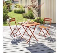 Ensemble table de jardin + 2 chaises GREENSBORO Roland-Garros Terre Battue places - Acier traité époxy, Traitement antirouille renforcé Hespéride