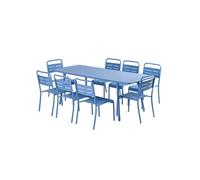 Ensemble table de jardin 200 cm et 8 chaises bleu BERGAME