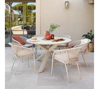 Ensemble table de jardin + 6 fauteuils ORYON Argile places - Aluminium traité époxy, Verre Hespéride